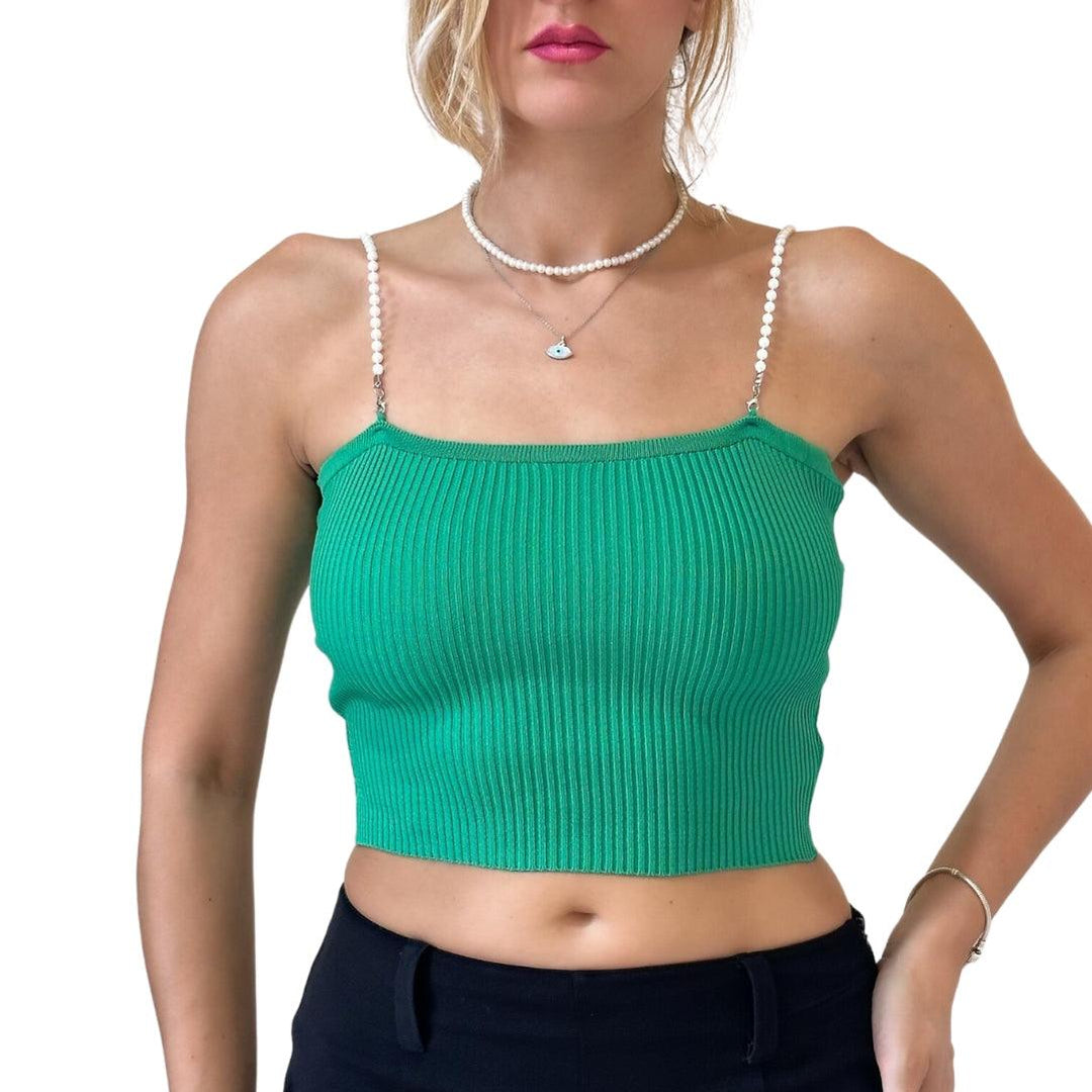 Γυναικείο Crop Top Ριπ (40040) - GREEN - Miss Panda