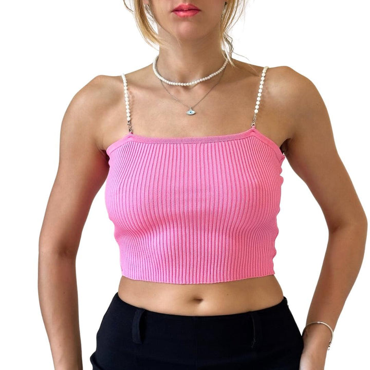 Γυναικείο Crop Top Ριπ (40040) - PINK - Miss Panda