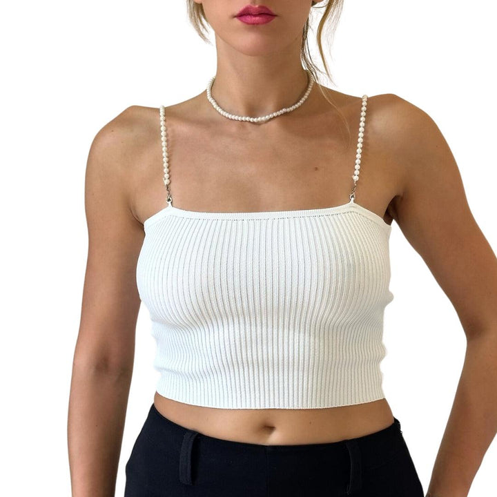 Γυναικείο Crop Top Ριπ (40040) - WHITE - Miss Panda