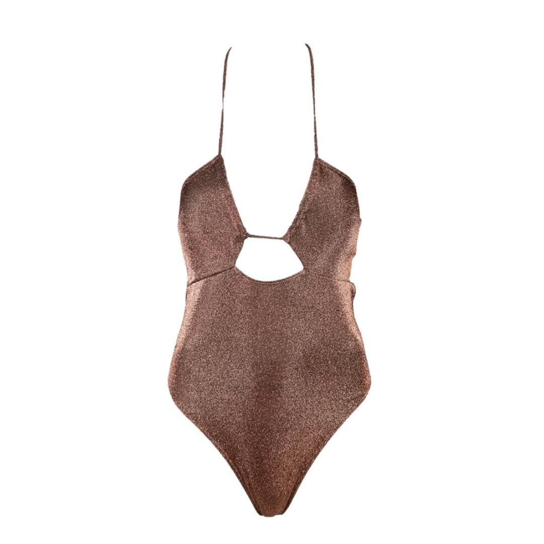 Μαγιό Ολόσωμο Lurex (60123) - BROWN - Miss Panda